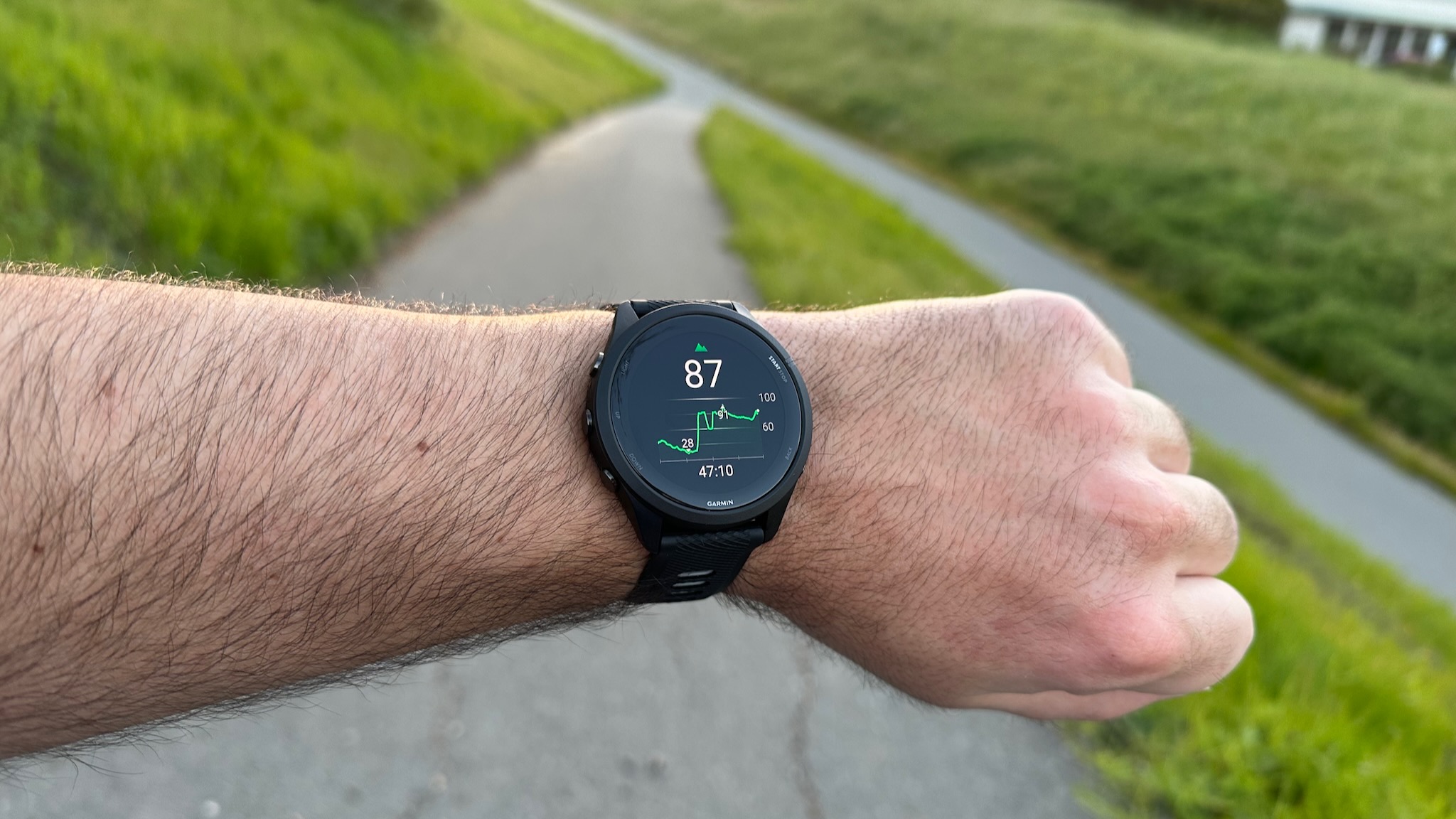Elevation chart for a run on the Garmin Forerunner 265