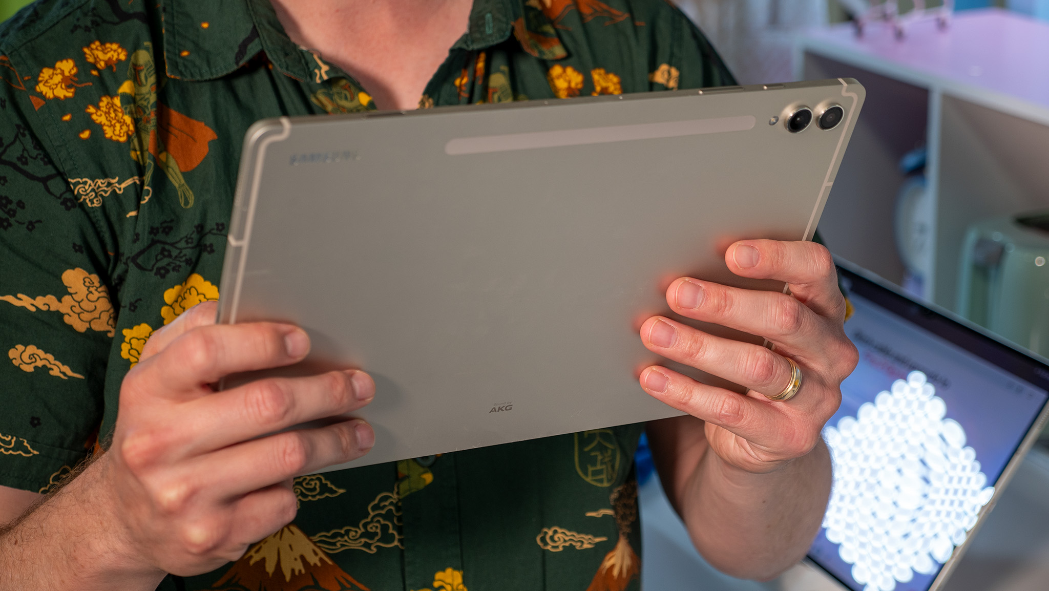 The metal back of the Samsung Galaxy Tab S9 Ultra