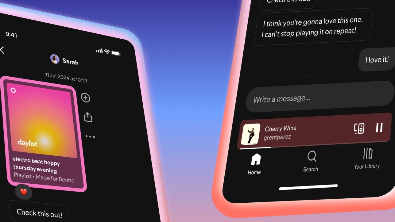 Spotify's rolling out a new feature, Messages, letting users share what new tracks they're listening to with others.